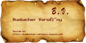 Busbacher Varsány névjegykártya